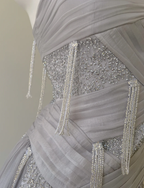 Classy Purple Sequins Tulle Beaded Tassel Prom Dress A Line Evening Dress Y8586