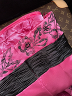 Rose pink strapless fitted waist bodycon sexy long ball gown R6935