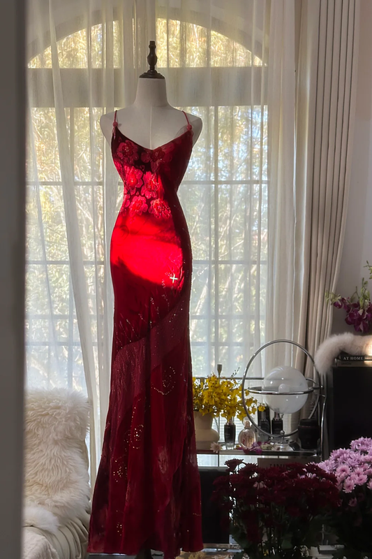 Pink retro floral print halter top, fitted waist, sexy long ball gown R7731