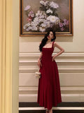 A line Burgundy Prom Gown Party Dresses