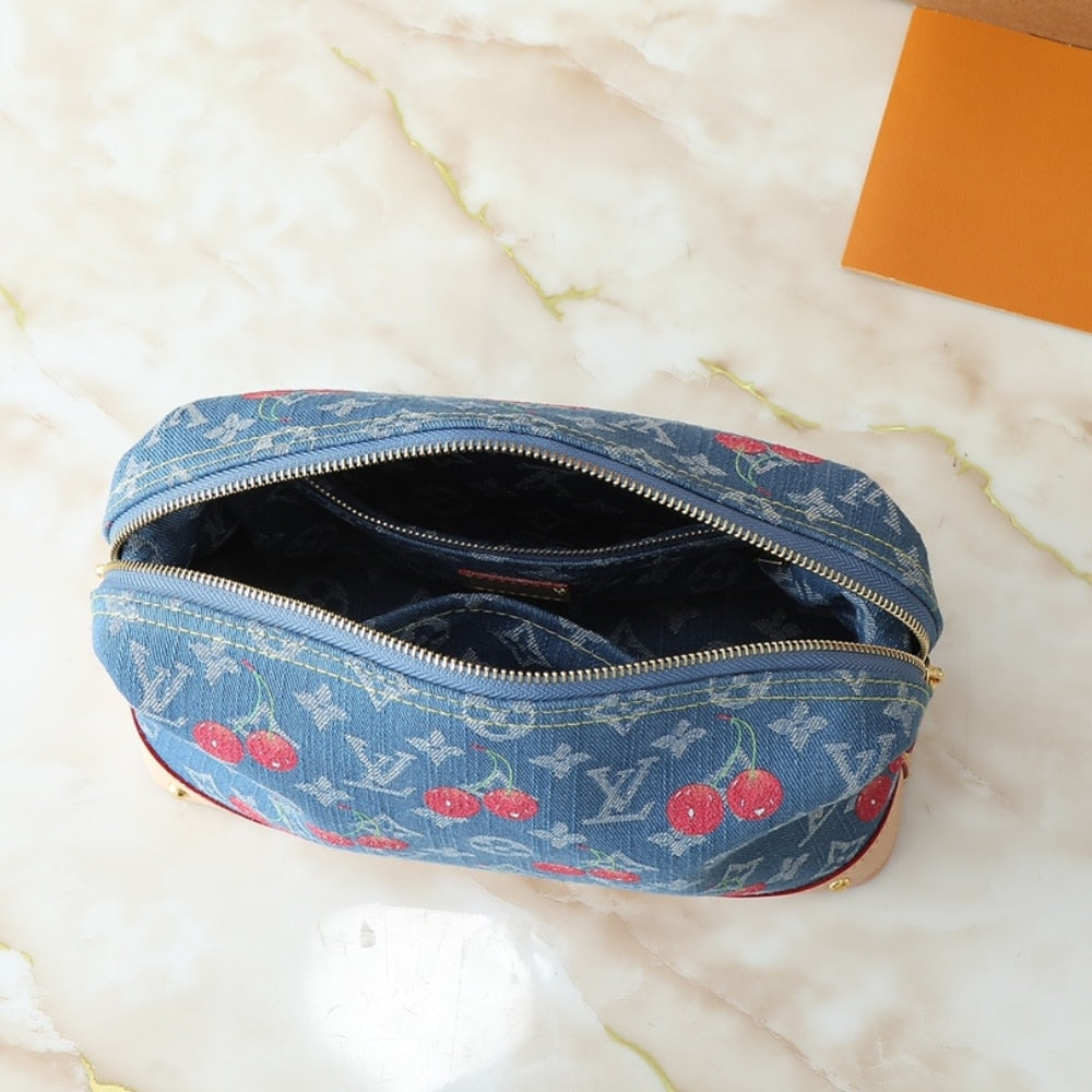 LOUIS VUITTON X TAKASHI MURAKAMI COSMETIC POUCH GM DENIM BLUE  27CM M13893