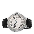 18K White Gold Diamond Pave Bezel 37mm Ballon Bleu De Cartier Moonphase Automatic Watch