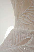 Light nude pink strapless fitted waist long ball gown/bridal dress R8528