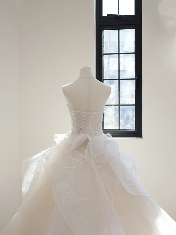 Light nude pink strapless fitted waist long ball gown/bridal dress R8528
