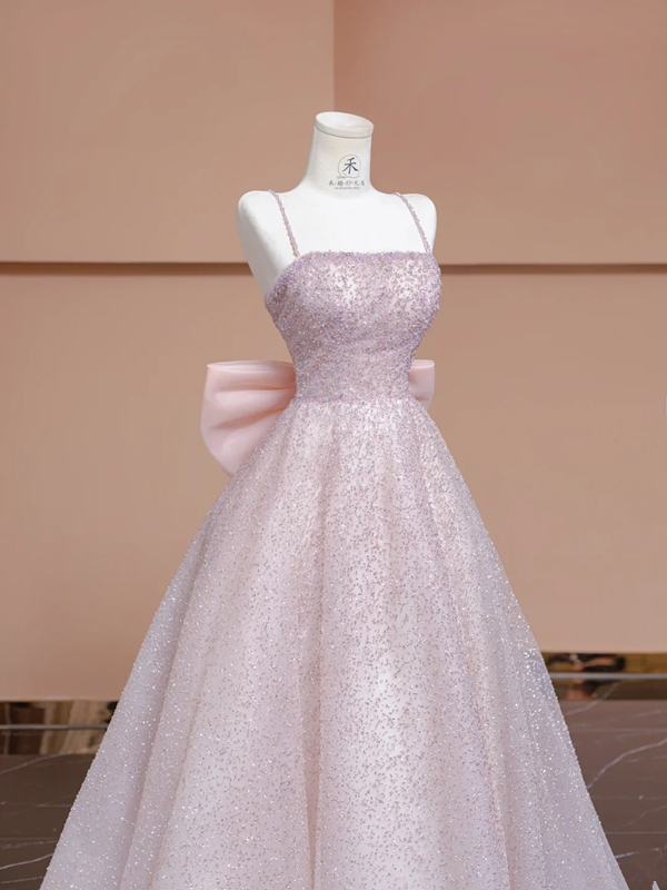 Light pink halter-neck fitted long ball gown/bridal dress R8344