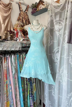 Light blue halter-neck short ball gown R7496