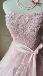 Princess Pink Strapless Tulle Ball Gown Evening Dress cc5302