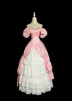 Light pink off-the-shoulder fitted waist slim-fitting ball gown with a full skirt R8107