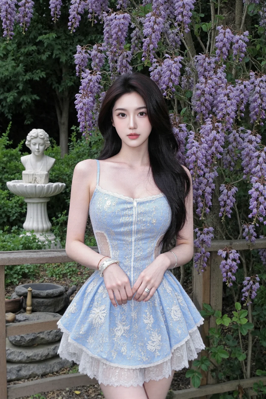 Light blue halter-neck, fitted waist, sexy short prom dress R7537