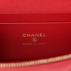 Caviar Quilted Top Handle Slim Vanity With Chain Red