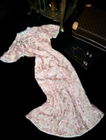 Pink floral print fitted midi ball gown R6858