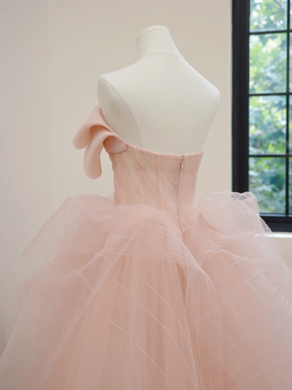 Light pink strapless fitted waist slim-fitting ball gown/bridal dress R8530