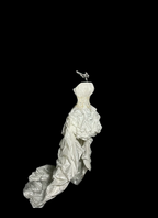 White strapless fitted waist slim-fitting ball gown with retro floral pattern R8109