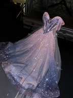 Light purple gradient strapless fitted waist long ball gown/bridal dress R8776