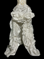 White strapless fitted waist slim-fitting ball gown with retro floral pattern R8109