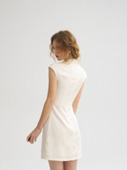 New Chinese style white dress short cheongsam skirt R2799