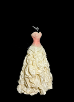 Light pink strapless fitted bodice and light apricot tutu skirt ball gown R8110