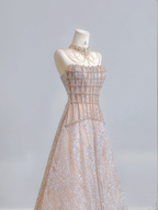 Light pink strapless fitted long ball gown with a classic and elegant style R8206