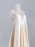 Light apricot sleeveless puffy long elegant ball gown R8241