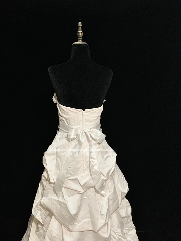 White strapless fitted long ball gown R8688