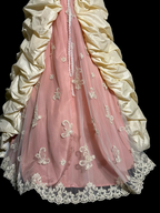 Light pink strapless fitted bodice and light apricot tutu skirt ball gown R8110