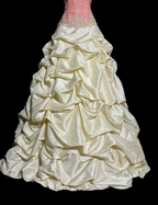 Light pink strapless fitted bodice and light apricot tutu skirt ball gown R8110
