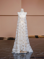 Light apricot halter-neck long straight-cut ball gown, bridal dress R8348