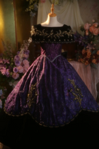 Purple vintage patterned fitted waist ball gown/bridal dress R7273