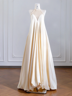 Light apricot sleeveless puffy long elegant ball gown R8241