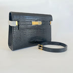 Saint Laurent Manhattan crocodile-effect leather shoulder bag