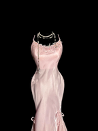 Light pink halter-neck fitted bodycon sexy ball gown R8111