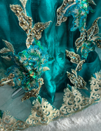 Vintage Dark Green Embroidery Appliques Mermaid Long Wedding Guest Dress, Formal Birthday Party Dress With Beaded SP1468