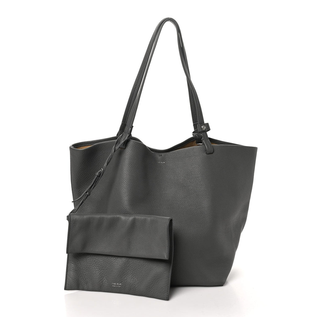 Grained Calfskin Park Tote Three Charcoal