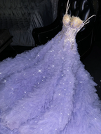 Light purple halter-neck fitted long ball gown/bridal dress R8780
