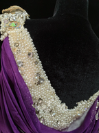 Purple halter neck, fitted waist, long skirt ball gown R8691