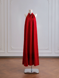 Red sleeveless straight-cut long ball gown with Chinese-style collar R8178