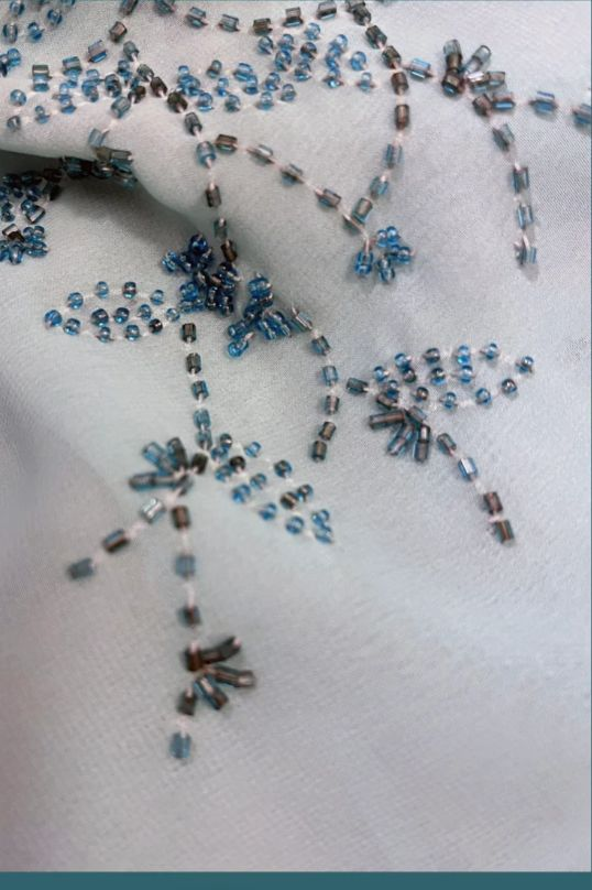 Elegant Spaghetti Straps Ombre Blue Chiffon Beaded A Line Long Prom Dress Formal Evening Gown