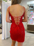 Short Sheath Lace Homecoming Dress  Y2997