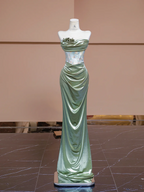 Olive green strapless waist-cinching sexy long ball gown R8334