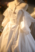 White off-the-shoulder fitted waist ball gown/bridal dress R7258