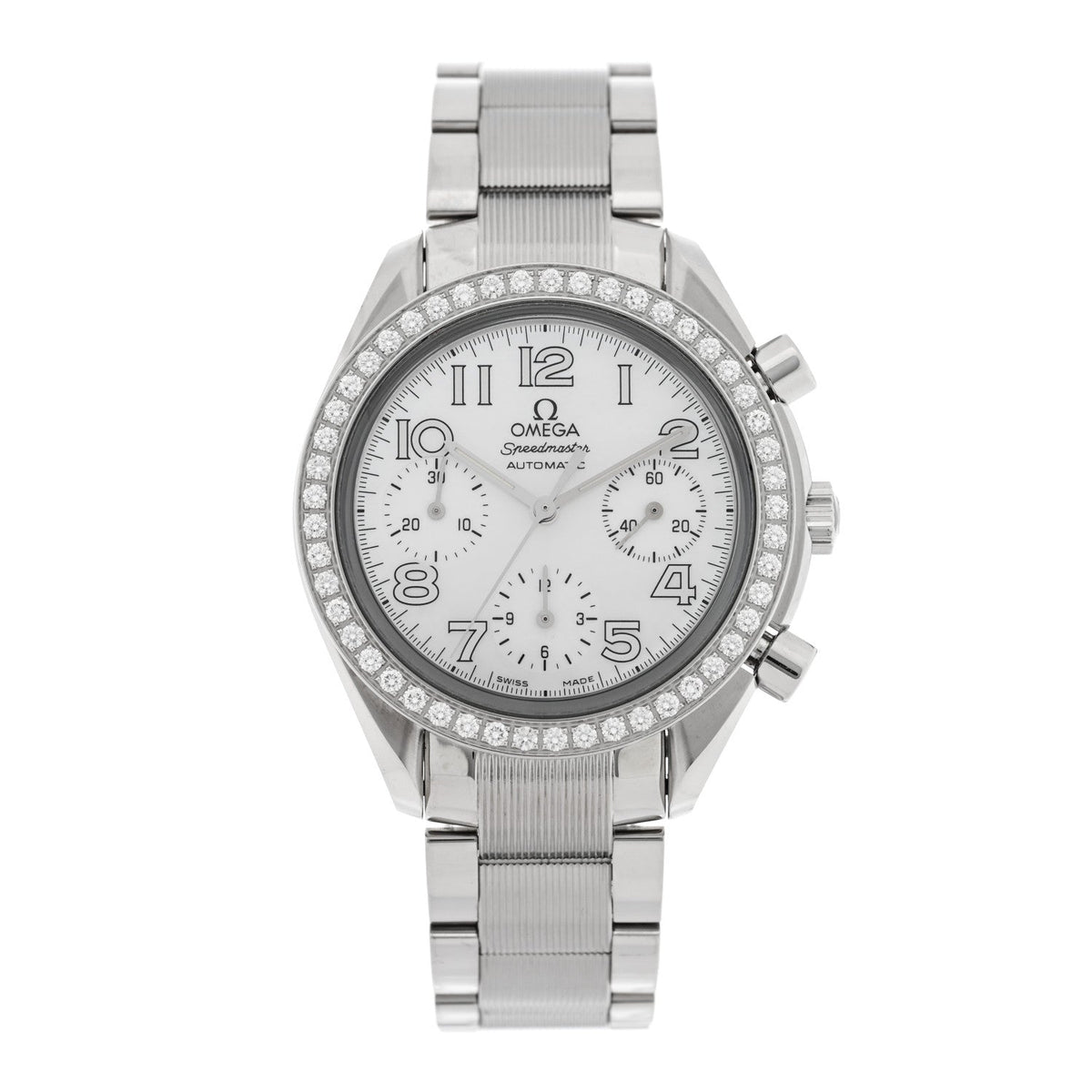 Stainless Steel Diamond Bezel Mother of Pearl 39mm Speedmaster Chronograph Automatic Watch 3535.70.00
