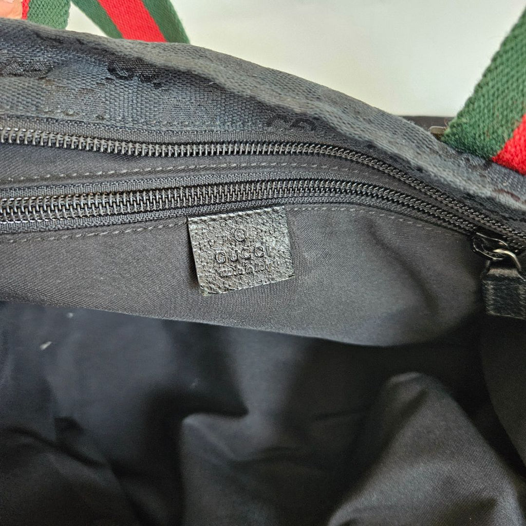 Gucci Navy Blue/Black GG Canvas Web Handle Tote