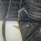 Saint Laurent Sac de Jour Tote Black Croc Embossed Bag