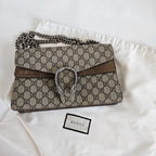 Gucci Beige GG Supreme Canvas and Suede Dionysus Shoulder Bag