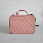 Chanel Pink Leather Medium Filigree Vanity Shoulder Bag