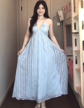 French forest style exquisite halter neck dress holiday style backless sling big swing skirt R1829