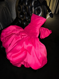 Rose pink strapless fitted waist slim-fitting ball gown/bridal dress R8722