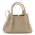 Calfskin Intrecciato Small Pinacoteca Tote Ecru Matcha