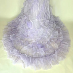 Light purple strapless floor-length ball gown with a cinched waist; bridal gown R7298