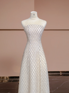 Light champagne-colored strapless fitted long ball gown, bridal dress R8353